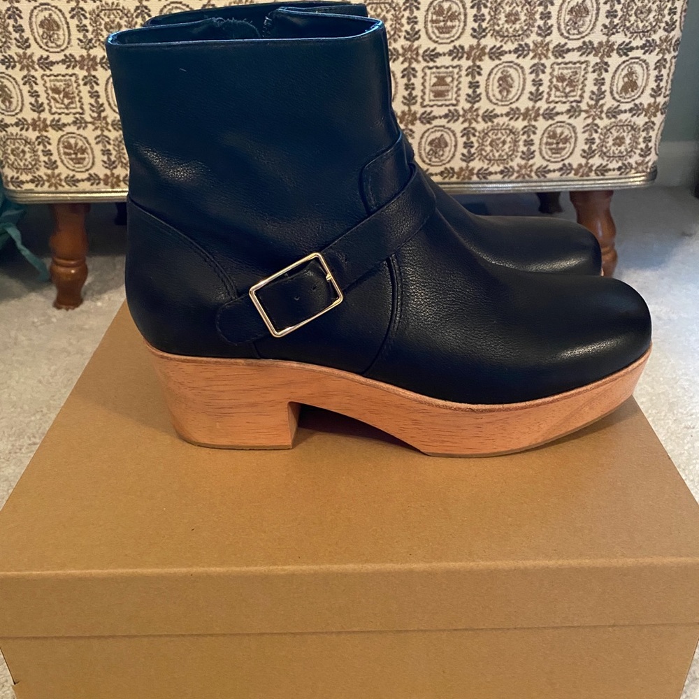 Charlotte Stone black leather booties